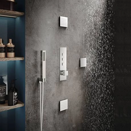 Hudson Reed Ignite Square Three Outlet Push-Button Thermostatic Shower Valve Chrome - CPB3312 2 Hudson Reed Ignite Square Three Outlet Push-Button Thermostatic Shower Valve Chrome - CPB3312 - Image 2