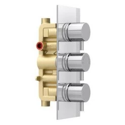 Cruze Triple Round Concealed Thermostatic Shower Valve - Chrome -Concealed Shower Valves Sales CVT002 n d6 460