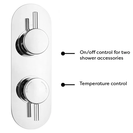 Cruze Chrome Round Twin Concealed Shower Valve w. Diverter + Oval Backplate 2 Cruze Chrome Round Twin Concealed Shower Valve w. Diverter + Oval Backplate - Image 2