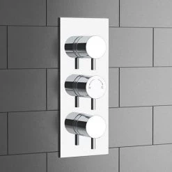 Cruze Triple Round Concealed Thermostatic Shower Valve - Chrome -Concealed Shower Valves Sales Cruze Chrome Triple Round Concealed Thermostatic Shower Valve d2 460