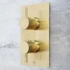 JTP Vos Brushed Brass Single Outlet Thermostatic Concealed Shower Valve with Designer Handles