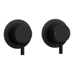 Arezzo Matt Black Concealed Individual Stop Tap + Thermostatic Control Shower Valve -Concealed Shower Valves Sales EG AZ 36AB n d1 460