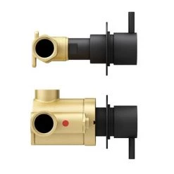 Arezzo Matt Black Concealed Individual Stop Tap + Thermostatic Control Shower Valve -Concealed Shower Valves Sales EG AZ 36AB n d5 460