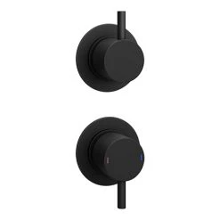 Arezzo Matt Black Concealed Individual Diverter + Thermostatic Control Shower Valve