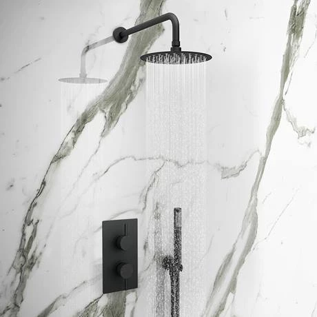 Arezzo Round Modern Twin Concealed Shower Valve with Diverter - Matt Black 3 Arezzo Round Modern Twin Concealed Shower Valve with Diverter - Matt Black - Image 3