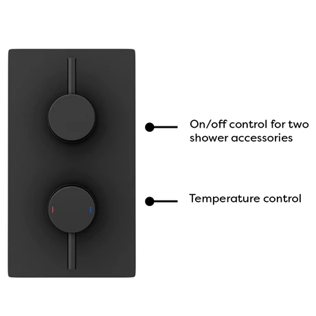 Arezzo Round Modern Twin Concealed Shower Valve with Diverter - Matt Black 4 Arezzo Round Modern Twin Concealed Shower Valve with Diverter - Matt Black - Image 4