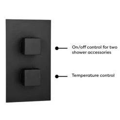 Arezzo Square Modern Twin Concealed Shower Valve with Diverter - Matt Black -Concealed Shower Valves Sales MB SQ SVD n d2 460