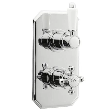 Old London - Chrome Traditional Twin Thermostatic Shower Valve - LDNV01 1 Old London - Chrome Traditional Twin Thermostatic Shower Valve - LDNV01