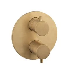 Crosswater MPRO Industrial Unlacquered Brushed Brass Crossbox 2 Outlet Multi-flow Trim Set