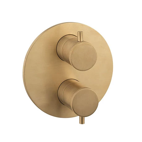 Crosswater MPRO Industrial Unlacquered Brushed Brass Crossbox 2 Outlet Multi-flow Trim Set 1 Crosswater MPRO Industrial Unlacquered Brushed Brass Crossbox 2 Outlet Multi-flow Trim Set