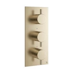 Crosswater MPRO Triple Concealed Thermostatic Shower Valve - Brushed Brass - PRO2000RF+