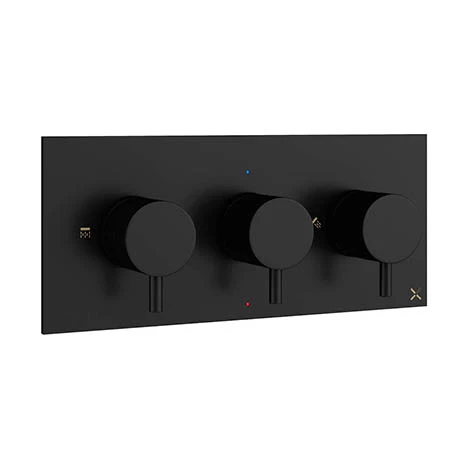 Crosswater MPRO Triple Concealed Thermostatic Shower Valve - Matt Black - PRO2001RM+ 1 Crosswater MPRO Triple Concealed Thermostatic Shower Valve - Matt Black - PRO2001RM+