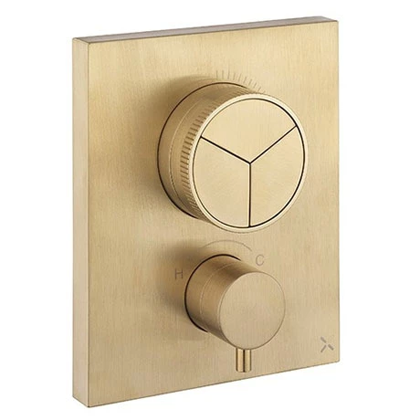 Crosswater MPRO Crossbox Push Brushed Brass 3 Outlet Trim Set 1 Crosswater MPRO Crossbox Push Brushed Brass 3 Outlet Trim Set