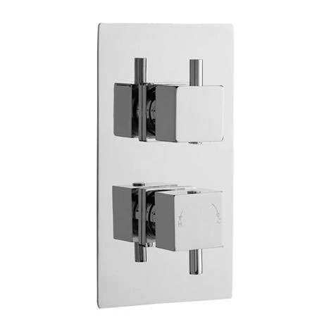Nuie - Minimalist Square Twin Concealed Thermostatic Valve with Diverter - JTY302 1 Nuie - Minimalist Square Twin Concealed Thermostatic Valve with Diverter - JTY302