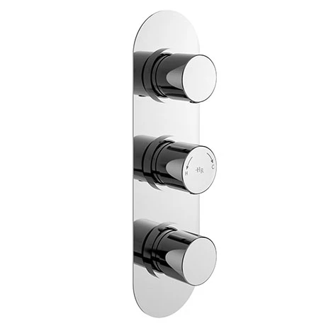 Hudson Reed Round Triple Concealed Thermostatic Shower Valve with Diverter - RNDTR03 1 Hudson Reed Round Triple Concealed Thermostatic Shower Valve with Diverter - RNDTR03