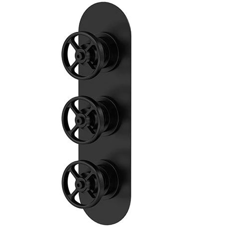 Hudson Reed Revolution Industrial Triple Concealed Thermostatic Shower Valve - Brushed Brass - SIWTR402 1 Hudson Reed Revolution Industrial Triple Concealed Thermostatic Shower Valve - Brushed Brass - SIWTR402