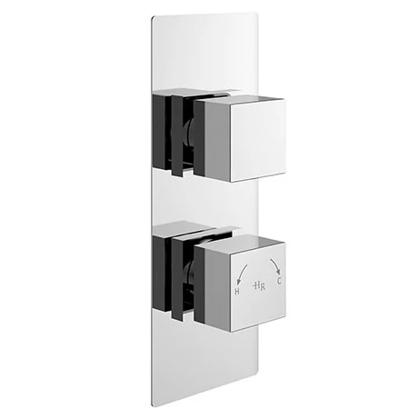 Hudson Reed Square Twin Concealed Thermostatic Shower Valve with Diverter - SQRTW02 1 Hudson Reed Square Twin Concealed Thermostatic Shower Valve with Diverter - SQRTW02