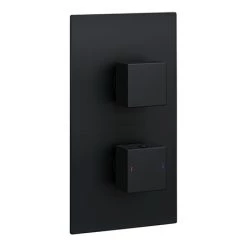 Arezzo Square Modern Concealed Twin Shower Valve - Matt Black