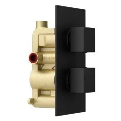 Arezzo Square Modern Concealed Twin Shower Valve - Matt Black -Concealed Shower Valves Sales SQV21BLACK nw d4 460