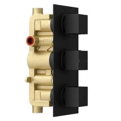 Arezzo Square Modern Triple Concealed Shower Valve - Matt Black -Concealed Shower Valves Sales STSV BLK nw d3 460