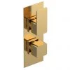 Venice Cubo Twin Thermostatic Shower Valve with Diverter - Brushed Brass