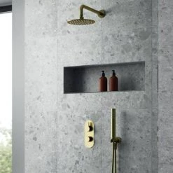 Venice Giro Twin Thermostatic Shower Valve with Diverter - Brushed Brass 6 Venice Giro Twin Thermostatic Shower Valve with Diverter - Brushed Brass -Concealed Shower Valves Sales VG8TW02BB d2 460