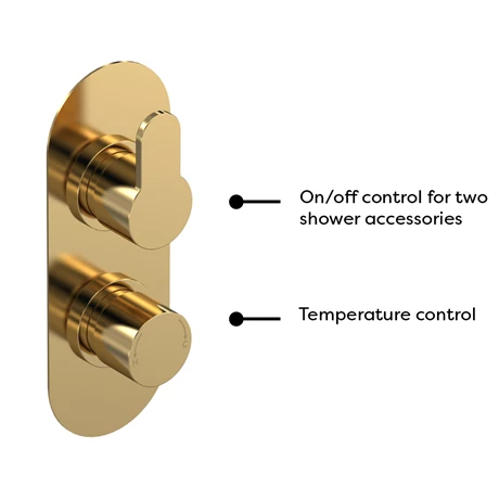 Venice Giro Twin Thermostatic Shower Valve with Diverter - Brushed Brass 2 Venice Giro Twin Thermostatic Shower Valve with Diverter - Brushed Brass - Image 2