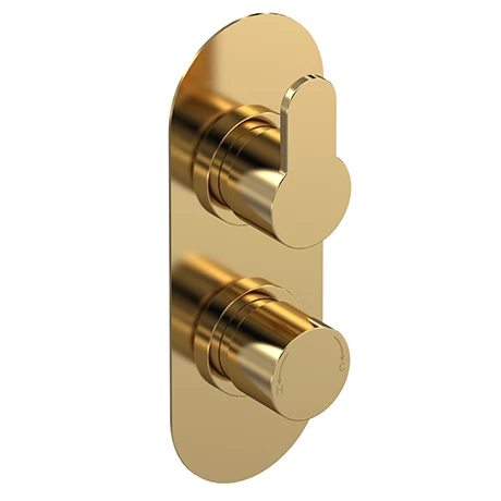 Venice Giro Twin Thermostatic Shower Valve with Diverter - Brushed Brass 1 Venice Giro Twin Thermostatic Shower Valve with Diverter - Brushed Brass