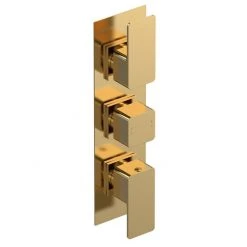 Venice Cubo Triple Thermostatic Shower Valve with Diverter - Brushed Brass