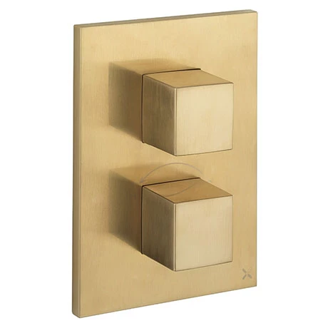 Crosswater - Water Square/Verge Crossbox 1 Outlet Trim & Levers - Brushed Brass 1 Crosswater - Water Square/Verge Crossbox 1 Outlet Trim & Levers - Brushed Brass